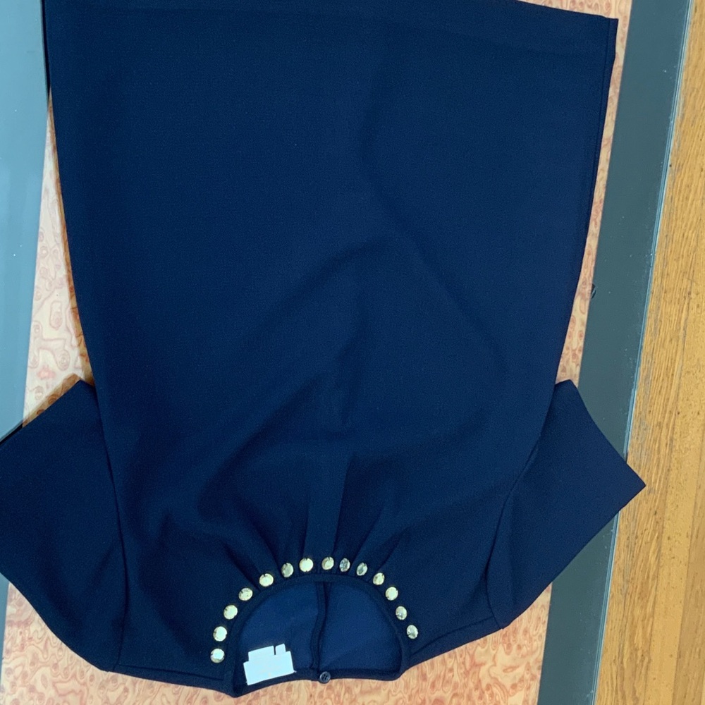 Kate Spade Navy Blouse with Gold Accents